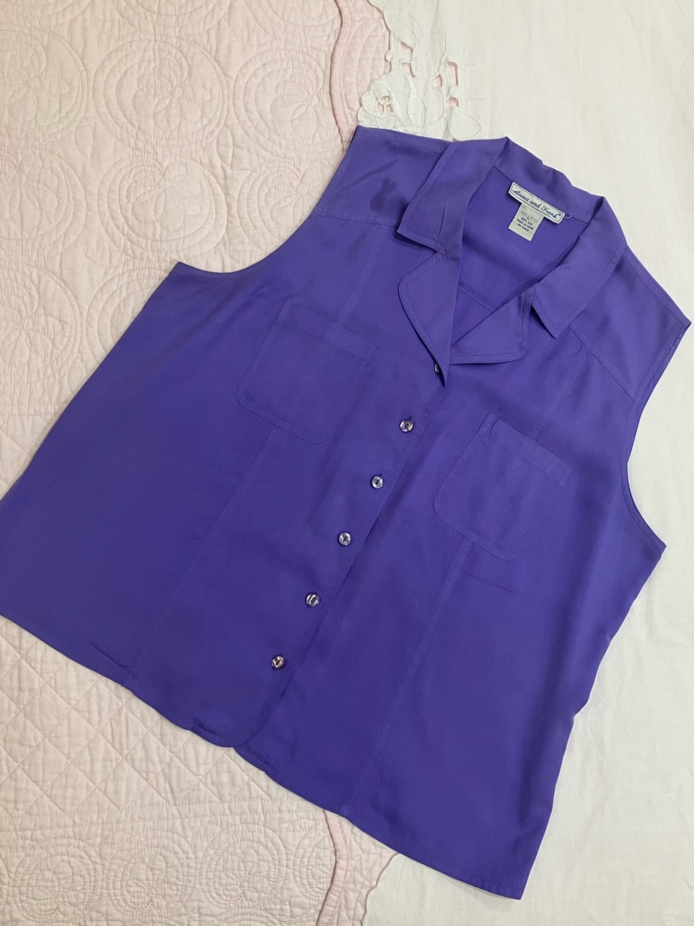 Anna and Frank Vintage Purple Silk Sleeveless Top